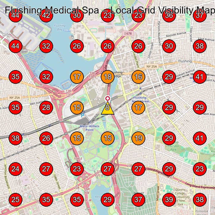Flushing Medical Spa GeoGrid visibility map for Medical Spa in Queens